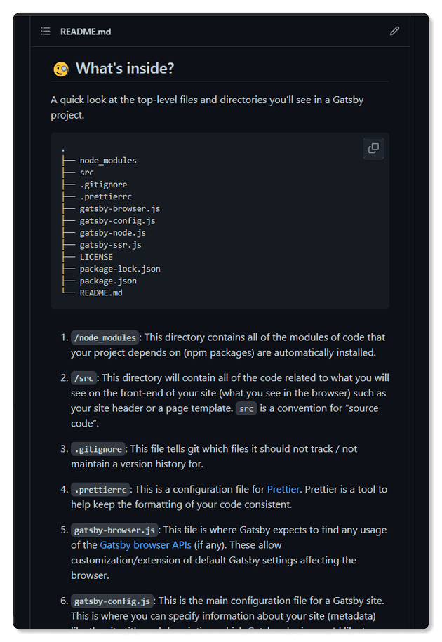 Screenshot of the project folder structure as it's explained in the readme.md